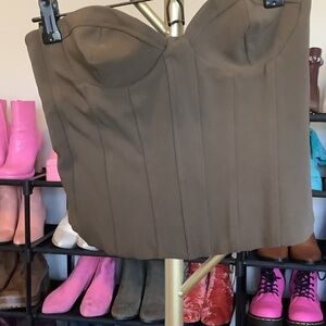 Zara Dark Brown Strapless Corset Top